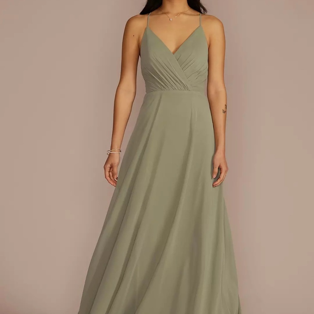 David’s Bridal spaghetti strap full skirt bridesmaid dress